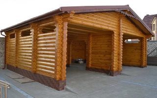 Строительство гаража из оцилиндрованного бревна